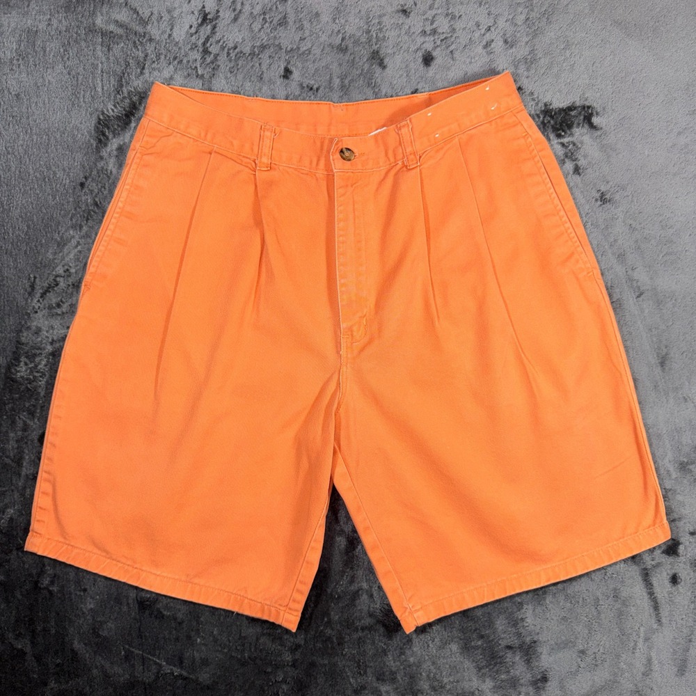 Duck Head Mens Orange Pleated Chino Shorts 100% Cotton Size 33 Preppy Casual